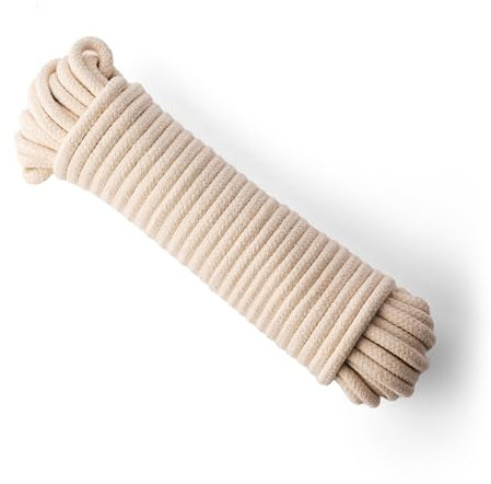 SNURO Cordoncino in cotone Ø 8 mm (spesso), 20 m di lunghezza. Per molti progetti: sacca da ginnastica, felpe con cappuccio, borse, da cucire. Corda in cotone intrecciato – corda – si può annodare e