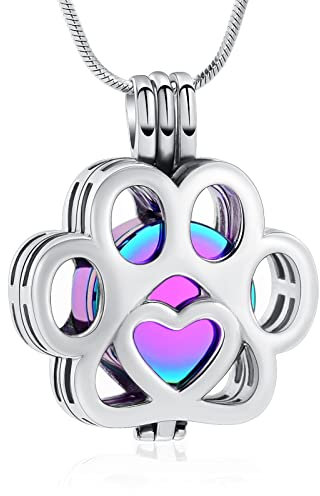 Minicremation Bijou de crémation pour animal de compagnie - Collier pour cendres - Collier pour cendres d'animaux de compagnie - Collier en acier inoxydable - Cendres commémoratives pour femmes et