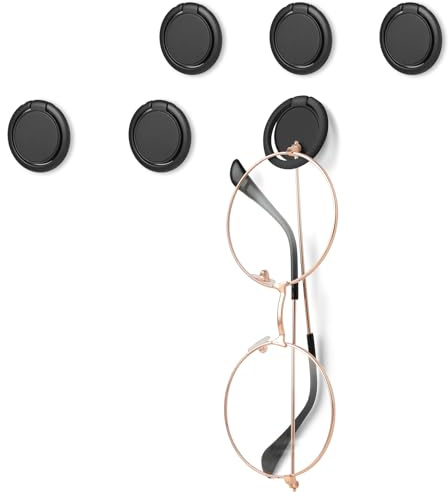 Mabor 6Pcs Sunglass Organizer Wall Hanging Adhesive Sunglass Holder for Wall Black Wall Mounted Eye Glasses Organizer Sunglass Storage Organizer for Eyeglass Display