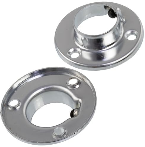 AERZETIX - C74727 - Juego de 2 soportes para barra varilla de armario en forma redonda Ø25mm - en metal - acabado cromado - vestidor colgante almacenamiento suspensión ropa