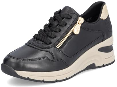 Rieker Damen Low-Top Sneaker N9301, Frauen Halbschuhe, lose Einlage,Keilabsatz,Wedge Heel,straßenschuhe,Strassenschuhe,schwarz (00),40 EU / 6.5 UK