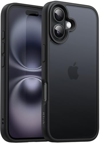 JETech Cover Opaca per iPhone 16 6,1 Pollici, Protezione Anticaduta Antiurto di Grado Militare, Custodia Cellulare Posteriore Glassata Traslucida, Anti-Impronte (Nero)