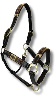 MTB Equestrian Exklusives Lederhalfter Mit Polo-Design – Beidseitig Verstellbar – Hochwertiges Leder – 10 Farbvarianten – Cob & Full (3X Braun, Full)
