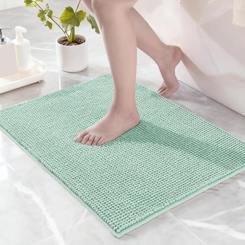 Exclusivo Mezcla Tapis de Bain en Chenille - Super Doux, Antidérapant et Absorbant, Séche Rapide et Lavable en Machine, pour Salle de Bain, Douche et Décoration Intérieure, 40 x 60 cm, Vert Sauge