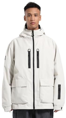 GSOU SNOW Mens Ski Jacket Snowboard Jacket, Multi Pockets Baggy Winter Coat, Hooded Waterproof Windproof Breathable Warm Insulated