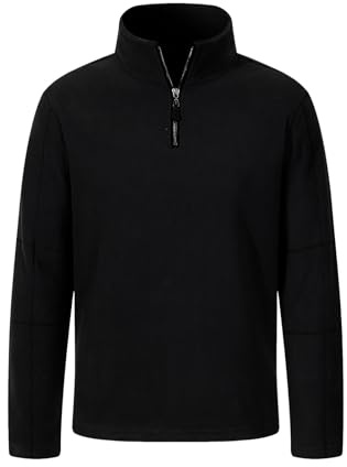 Ropa de trabajo para hombre, camiseta deportiva con cremallera de manga larga, forro polar, para correr, entrenamiento atlético, Negro , M