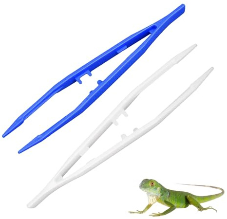 2 Pcs Reptiles Feeding Tweezer Plastic Tweezers Anti-Slip Reptile Feeding Tongs for Snakes Lizard Tortoise Gecko,Reptile Feeding Tongs,Craft Tweezer,Long Tweezers