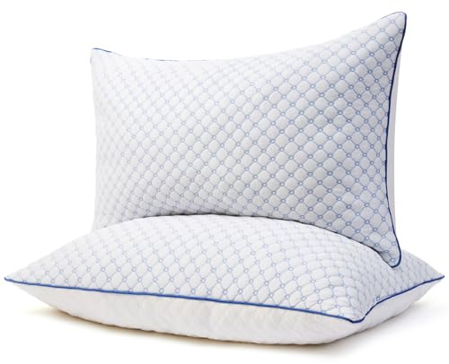 Yagamo Adjustable Bed Pillows Queen Size Set of 2 for Sleeping, Soft and Supportive Bed Pillows with Memory Foam Filling for Side, Back and Stomach Sleepers, Neck Supportive-Queen Size, 2 Pack