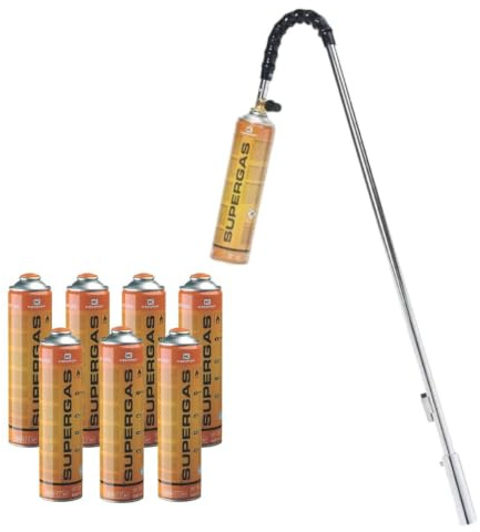 Kemper - Desherbador térmico con forma de hierbas, 8 cartuchos de gas, 330 g, soplete de gas multiusos, malezas, encendedor de barbacoa y Poele