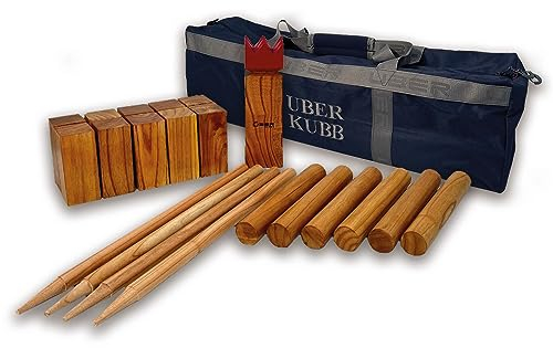 Übergames Profi Schwedisch Kubb Schach aus ECO-HartHolz, in den offiziellen Maßen