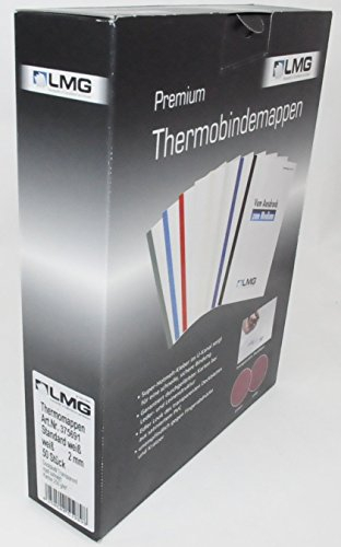 LMG LMG-BMWEISS-R2 Thermobindemappen Schlitzstanzung satin Vords. e Vorderseite 220g/m² 2 mm, 50 Stück