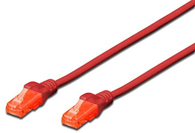 DIGITUS LAN Cable Cat 6 - 1m - CCA Network Cable with RJ45 - U/UTP Unshielded - 1 Gbps - Compatible with Cat6 and Cat6A - Red