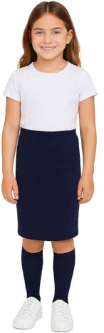 A2Z 4 Kids Flickor Plain Pencil Kjol Trendig Mjuk Feel Bekväm - Plain Pencil Skirt Navy 5-6