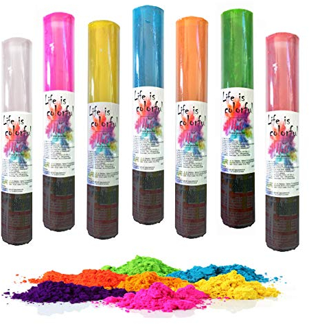 7 Stück h2i Holi Powder Shooter Farbpulver Kanonen Party Spass mit gemischten Farben a 60g Holi Powder -
