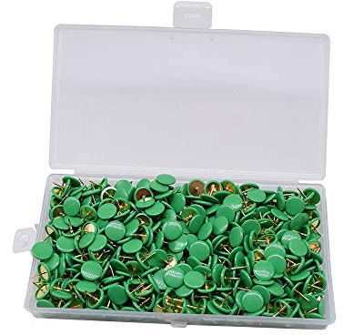 YOFASEN 500 Pezzi Puntine da Disegno - 10 x 9MM Puntina a Testa Tonda in Metallo Rivestito in Plastica Colori Assortiti, Verde/500 Pezzi