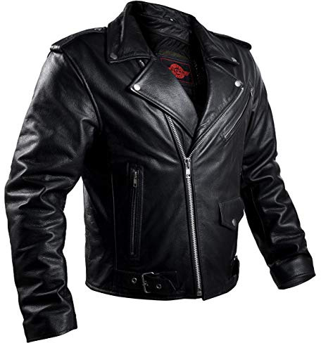 Alpha Black Leather Motorcycle Jacket – Motorcycle Armour with Genuine Biker CE Armor for Shoulder, Back & Elbows, Mens Biker Jacket for All Season with Concealed Carry | 2XL (Black)
