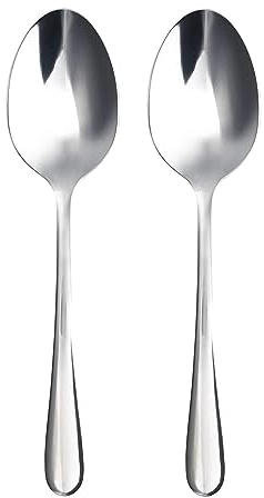 Samuel Lilly Collection - Serving Spoons (23.5cm x 5.5cm) - Ideal for Serving Dinner, Desserts Both for Home use and Catering (2 Piece Set) - Polished Stainless Steel (18/10)