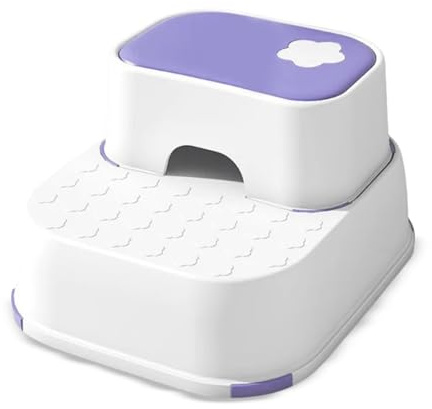 Step Stool Kids Foot Step Up - Sturdy Strong Anti Slip Toddlers Potty Training Kids stool (Purple/White)