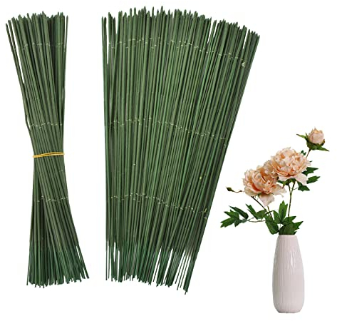 100 Stück Grüner Blumendraht,Blumen Draht Blumenstange,für Bastelarbeiten und Blumenarrangements Floristikdraht Draht,für DIY Stiel Draht Blumenstamm Grün Blumenstock Hochzeit Bouquet Dekor