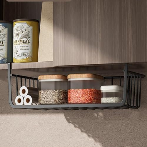 Ausla Cestas del Undershelf, Cesta del Armario del Metal, Cesta Colgante del Estante para la Cocina, Oficina, Armario, Cesta del Almacenamiento (L)