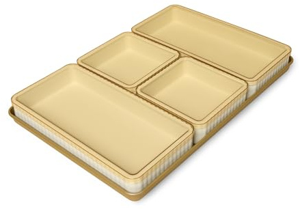 Cravings by Chrissy Teigen 9-Piece Baking Set, Non-Stick Bakeware Set with 2 Large & 2 Small Silicone Trays with 4 Lids & 1 Baking Sheet Tray, Oven-Safe Up To 450°F, CT-BBS9