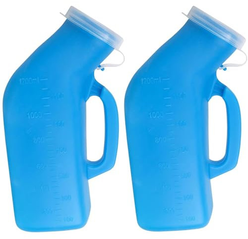 ‎‎DMJJSD® 2 Pack Urinal Bottle 1200ml/34 Ounce Urinal Bottles for Men Portable Urinal with Lid Male Urine Bottles Non Spill Pee Bottle for Men for Hospital, Incontinence,Outdoor, Car, Travel, Camping
