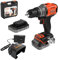 BLACK+DECKER Akku-Bohrschrauber, 18 V, max. Drehmoment 45 Nm, 2 x 2,0-Ah-Akkus, 1A-Ladegerät & Kitbox, BCD382D2XK-QW