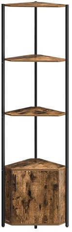 VASAGLE Eckregal mit Stauraum, Standregal, Aufbewahrungsregal mit 5 Ebenen, Regal, für Wohnzimmer, Schlafzimmer, Küche, Badezimmer, vintagebraun-tintenschwarz LBC580K01