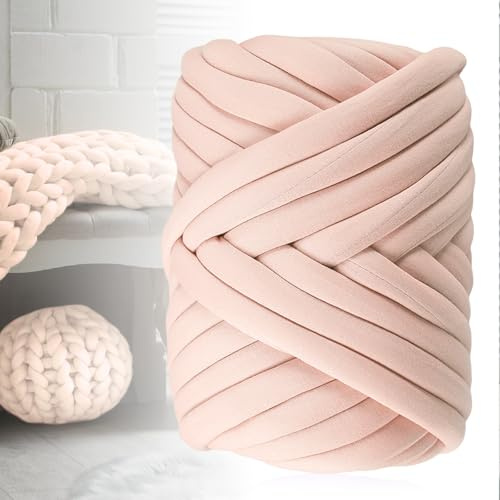 Lana per lavorare a maglia al braccio, 500 g, 25 m di lunghezza, filato tubolare, lana all'uncinetto, coperta spessa per lavorare a maglia a mano, islandese per principianti, rosa