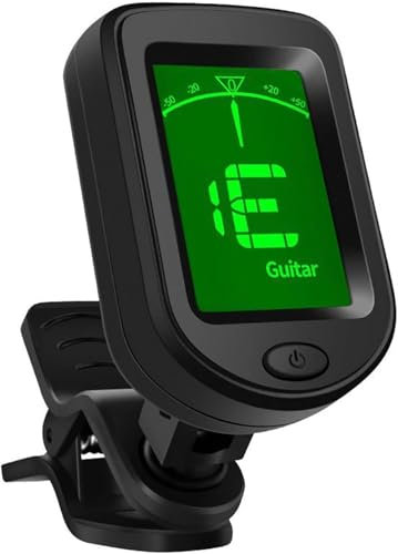 Guitar Tuner Clip-on – Digital Tuner for Guitar, Violin, Ukulele, Bass & More – High Precision, 360° Rotatable LCD, Lightweight & Portable, Black