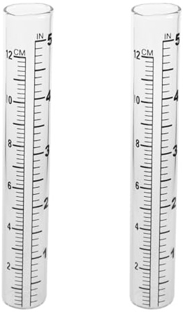 Garneck 2Pcs 12cm Rain Meter Laboratory Flat Replacement Rain Gauge Outdoor Test Tubes for Plants Garden Replacement Tube Indoor Measure Gauge for Garden Accurate
