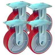 6 x 2 Heavy Duty Metal CASTERS with Poly Tread - Foghorn Construction (4 Fixed)