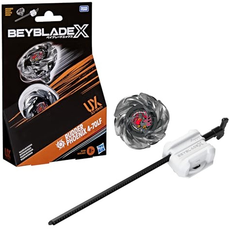 Hasbro Beyblade X, Set Starter Pack Rudder Phoenix 4-70LF UX con trottola di Attacco e Lanciatore di Takara Tomy, trottole da Combattimento Giocattolo, dagli 8 Anni in su