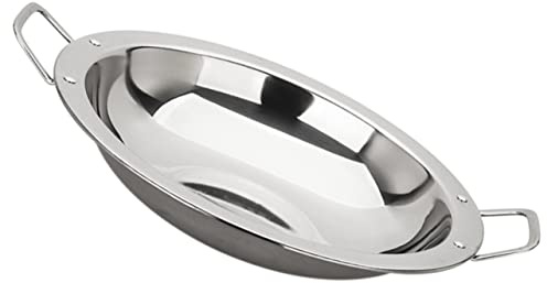 Sosoport Pentola in Acciaio Spesso 26 Cm Doppio Manico, Padella Per Paella e Cucinare in Casa, Accessorio Cucina Per Uso Domestico e Ristoranti