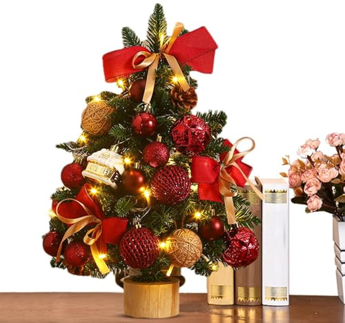 Albero di Natale da scrivania, decorazioni natalizie, albero di Natale illuminato, per soggiorno, mensola del caminetto, celebrazioni invernali