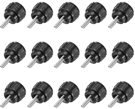 QUARKZMAN Manopole Di Serraggio Rigate Viti A Mano Maniglie Bulloni M3 X 10 Mm Filetto Maschio Testa Da 14 Mm Per Elettronica Automobilistica Montaggio Mobili Del(Nero, Confezione Da 15)