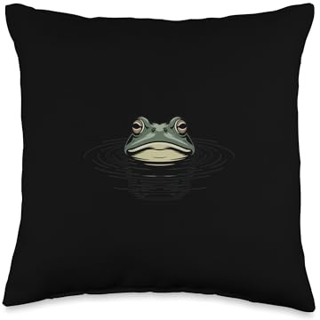 Bullfrog Floating in Calm Pond Water Throw Pillow