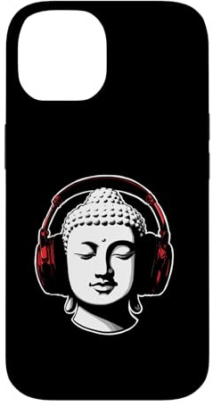 Custodia per iPhone 14 Buddha con cuffie DJ