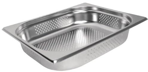 Vogue Stainless Steel Perforated 1/2 Gastronorm Pan 150mm Deep Food Container