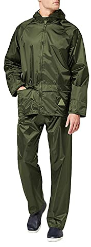 Result, Heavyweight Adult Waterproof Jacket Trouser Suit Olive Green Large