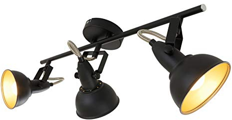 BRILONER - Deckenlampe Vintage schwenkbar, E14 Fassung, max. 40 Watt, Deckenleuchte, Lampe, Wohnzimmerlampe, Schlafzimmerlampe, Küchenlampe, Deckenstrahler, 55,4x10x18,1 cm, Schwarz-Gold