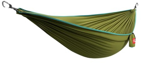 Grand Trunk TrunkTech Double Hammock | Ultra-Strong & Lightweight | 11 ft Hammock with Ripstop Nylon | 500 lb Capacity | Fast-Drying & Weather-Resistant | Green/Aqua