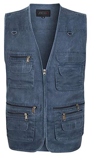 shelikes Men's Fishing Waistcoats Multi Pocket Outdoor Vest Safari Hunting Hiking Vest Jacket Breathable Photography Top