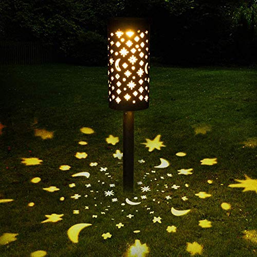 Frmarche - Lámparas solares para jardín, 1 piezas, iluminación para caminos al aire libre, impermeable, luz solar, estrellas y luna, decoración para callejón, camino, terraza, césped, paisaje, fiesta