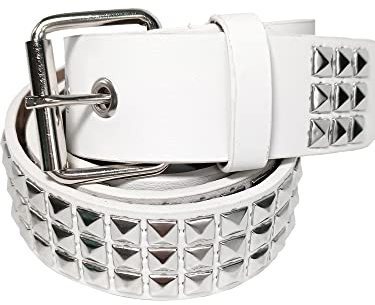 Punk Studded Belt for Women Rock Threads Goth Stud Pyramid Belt Gothic Clothing (White), 110 cm in length