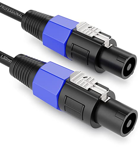 deleyCON 3.0m (9.84 ft.) PA Speaker Cable Jack Lead - Studio Quality - Made From Pure OFC Copper - Cable for PA Speaker 2-Pin 2x 1.5 mm² (2x 0.06) (AWG15) 7.2 mm (0.28'') - Metal Locking Mechanism