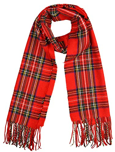 AOVNA Tartan halsdukar röd skotsk Stuart tartan rutig sjal halsduk, Röd