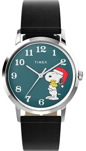 Timex Marlin TW2V63200 Snoopy Holiday 34 mm Lederarmband, gr n