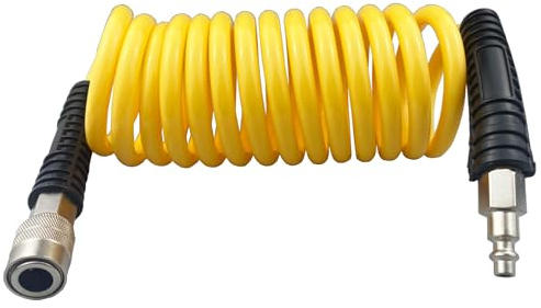 Darnassus Polyurethane Recoil Air Hose, Air Compressor Hose with 1/4 Swivel Fittings, for Industrial, Household, Garage, Station (10 FT, Yellow)