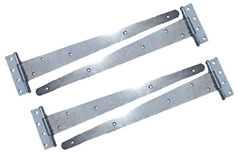 Lot de 4 charnières en T robustes de 20,3 cm à 61 cm en zinc galvanisé noir (zinc, 35,6 cm)